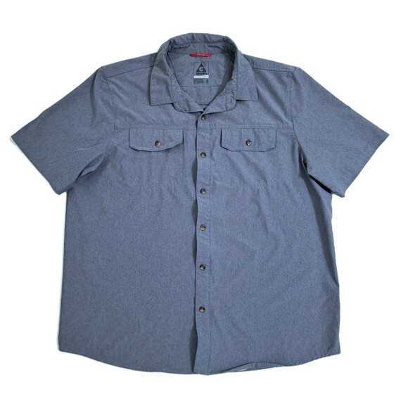Gerry Outdoor Men's XL Button-Up Stretch Short Sleeve Camp Shirt Gray - Picture 1 of 8